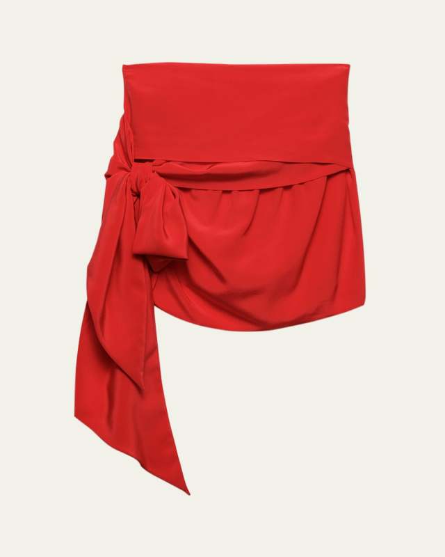Crepe De Chine Wrap Mini Skirt